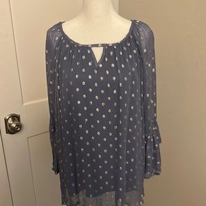 Blue with silver metallic dots